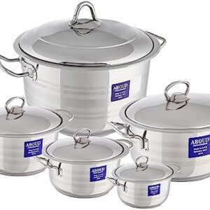 طقم حلل من ستانلس ستيل بومبيه 10من عبود  5 حلل مع 5 اغطية