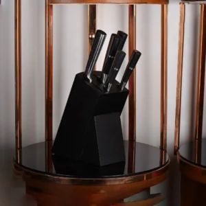 جروب تايجر - طقم سكاكين 6 قطع مع حامل خشب - أسود