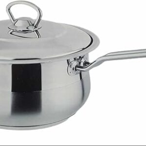 كسرولة استانلس استيل تركي الصنع بيد وغطاء وعاء للصوص بمقبض